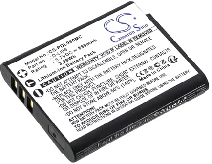 TECHTEK Batteri 890mAh kompatibel med [Pentax] WG-1000 ersätter D-LI96 FBA