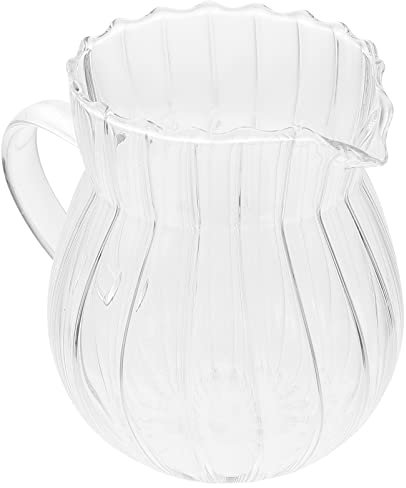 Cabilock Pichet à Lait Verre Transparent Surface Lisse Poli Base Antidérapante Résistante à Usure Pour Thé Banquets Et Réunions Familiales Avec Bec Verseur Anti-fuite Pratique