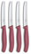 Victorinox Swiss Classic Frühstücksmesser, Brötchenmesser, Set 4teilig, Scharfe Klinge, Wellenschliff, 11 cm, Rostfreier Stahl, Rot