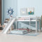 Miyemo Bunk Bed for Kids, Children'S Cabin Bed with Adjustable Lower Bed, Bunk Beds with Adjustable Ladder and Slide, Wood Loft Beds, No Mattresses (White, 190x90cm+200x90cm)