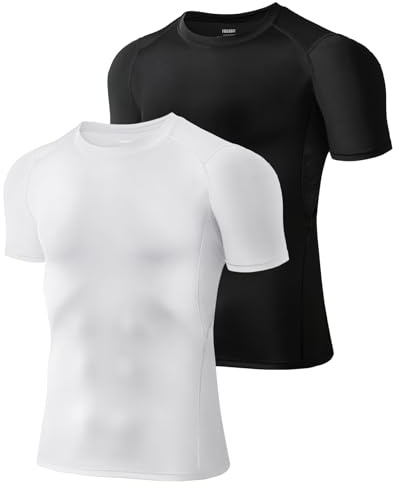 Tigersay Maglietta a Manica Corta Uomo, Compressione Traspirante e Asciugatura Rapida, Ergonomica per Fitness, Running e Palestra