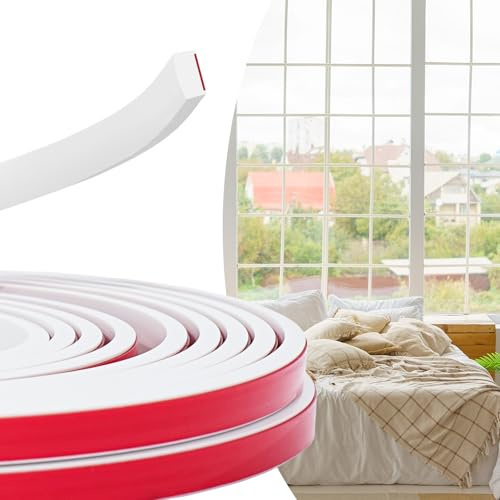 JSIWOTH Moulure Adhésive, Bande PVC Flexible de 10M avec Rainure pour Surfaces Vitrées, Fenêtres & Portes en Verre, Moulure Décorative Autocollante pour Encadrements, Bords et Intérieurs, Blanc