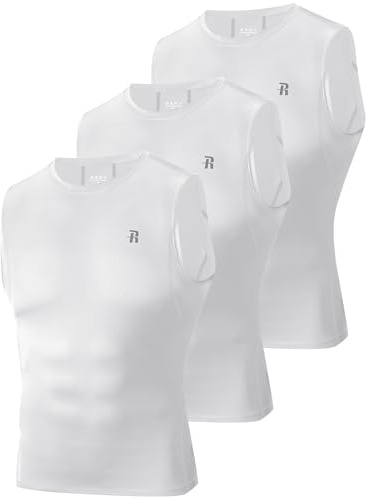 Runhit 3er Pack Sport Unterhemd Herren Weiß – Atmungsaktive Ärmellose Shirts für Alltag & Training M