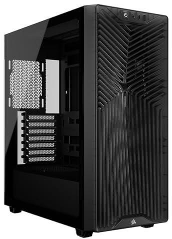 CORSAIR 3200D RS Mid Tower PC-Chassi – 3x RS120 PWM Fläktar Ingår – Rök | Högt Luftflöde, Stöd för 360 mm Radiator, USB-C, Inbyggd Stabiliseringsarm för GPU, Härdat Glas, GPU Anti-Sag