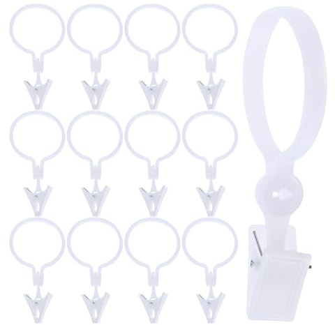 BESPORTBLE Clips para Cortinas 80 Unidades Anillas Pinzas para Colgar Visillos y Cortinas de Ducha en Baño Barra Resistente