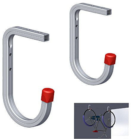 2 x Wall & Ceiling Mounted 50kg Bike Storage Hooks, Bracket Ladders Tools Garage
