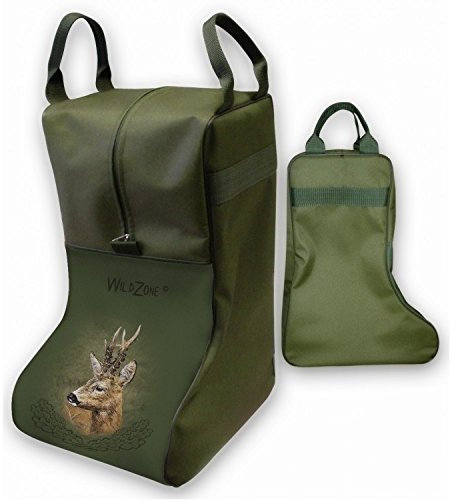 EM Stiefeltasche für Jäger, Bock - Grün, Leder, Reißverschluss