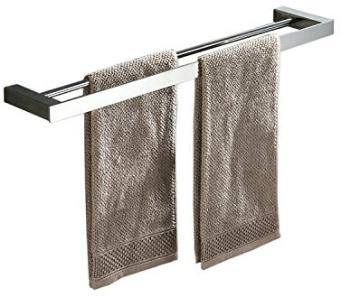 Beelee - Doppia barra portasciugamani da parete, 40 cm, cromata lucida, acciaio inox, BA8502C-40
