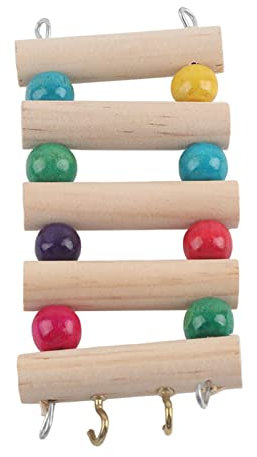 Garosa 3Sizes Pet Hanging Ladder Hamster Stairs Wooden Suspension Bridge Steps Stairs Climbing Swing Climbing Ladder Bridge Bird Hamster Rodent Toys Supplies Handing Cage Decor (5 Steps)