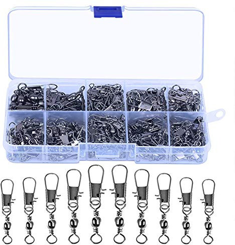 Angelwirbel, hochfesten Angeln Rolling Wirbel mit angehen Box, 5 Größen, 100 Stück