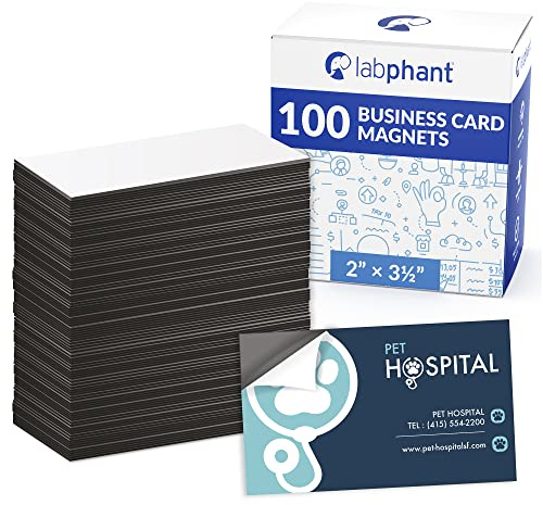 Business Card Magnets Pack of 100 – Customize with Peel and Stick Adhesive Magnet to Create Personalized Magnetic Business Cards as Promotional Items - Essential Large, Mid and Small Business Supplies