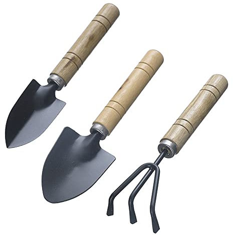 Outils de Jardinage,3 pcs Mini Outils de Jardin Kit Pelle Jardinage Rateau Jardin Cadeau en Bois Ensemble de Petits Râteaux et Pelle, pour Plantes en Pot pour Jardin Plantes Intérieur Extérieur