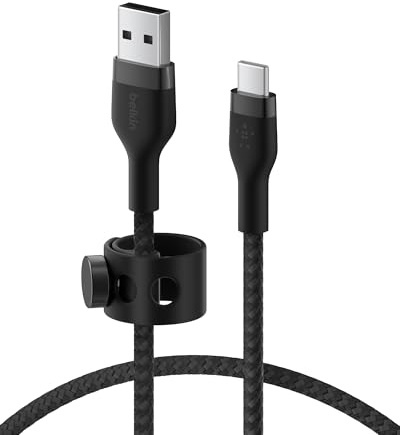 Belkin BoostCharge Pro Flex Braided USB-C to USB-A Cable (1M/3.3FT) USB-IF Certified Fast Charging Cable for iPhone 17, iPhone 17 Pro, iPad, Galaxy S25, Note, Pixel, Nintendo Switch 2 & More - Black