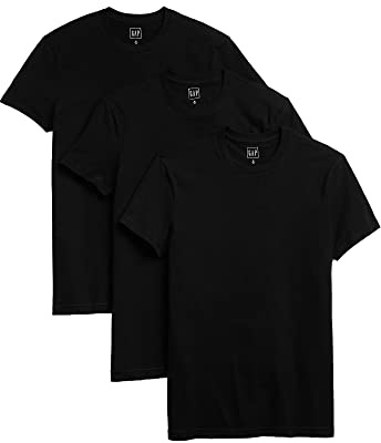 Gap Herren-T-Shirt mit Rundhalsausschnitt, 3er-Pack, True Black, Small