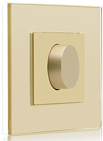 BSEED Interrupteur Variateur 1 Gang 1 Voie,500W Interrupteur à gradateur rotatif encastré,Or Interrupteur à gradateur à LED convenant aux lampes à incandescence à gradation et aux lampes à LED