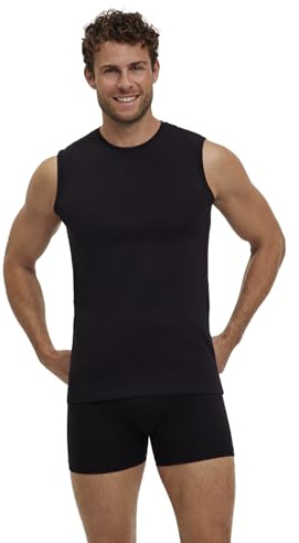 FALKE Herren Unterwäsche Daily Comfort Multipack Muscle Shirt M S/l Sh Baumwolle atmungsaktiv 2 Stück, Schwarz Black 3000, L
