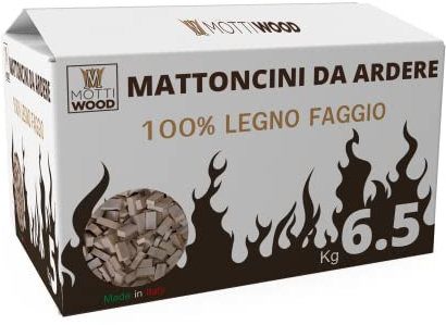 Mattoncini da Ardere, 6.5KG, 100% Legno Faggio, Lunga Durata