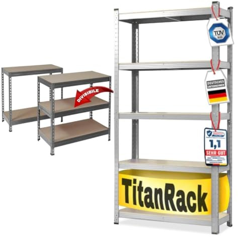 KARAT Scaffalatura per carichi pesanti per garage, cantina, officina, scaffalatura a incastro, scaffalatura larga, scaffale angolare, scaffale per pneumatici (zincato, 200 x 150 x 80 cm)