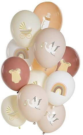 Folat 25157 Luftballons Set Latex - Sweet Baby 33cm - 12 Stück - Für Geburt Willkommen Zuhause Baby Empfang Partei Dekoration für Familie Partei