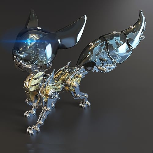 UpGLeuch Puzzle 3D Colorato in Metallo per Adulti - Kit Modello Volpe con Luce, Giocattolo da Costruzione Fai da Te, Kit di Costruzione con Attrezzi