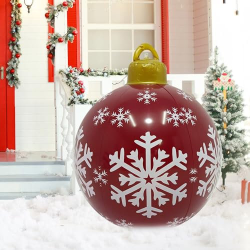 TGKYK Aufblasbare Weihnachtskugeln Rot, 60CM PVC Kunststoff, Groß Weihnachtsball, Weihnachtsdeko für Hofdekorationen Hochzeit Party Deko