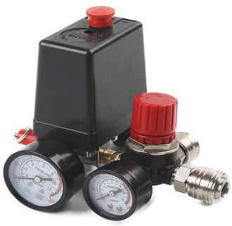 Druckregler Luftkompressor SChalter, Druckregler Kompressar mit Menometer, Druckminderer G1/4 Druckschalter 0 kamp or Steuerventil Regler Kompressor mlt Manometer (A)