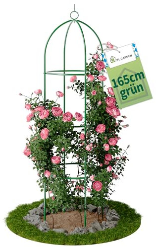 TTL Garden Obélisk Tuteur L 165 x 40 cm vert – Roses treillis en métal inoxydable pour plantes grimpantes, roses, clématites – Acier revêtu par pulvérisation 165 cm de haut 40 cm de diamètre – Pour