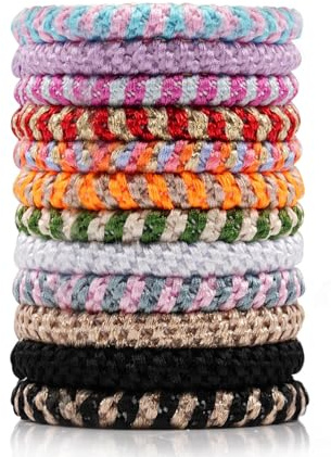 RTRTGS 12 piezas de gomas para el pelo, gomas elásticas para el pelo que no dañan el pelo, gomas elásticas para el pelo para mujeres y niñas, cabello fino, grueso, medio o largo