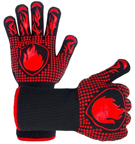 Guanti da barbecue, resistenti al calore fino a 800 °C, resistenti al calore, guanti da forno in tessuto aramidico, guanti da forno antiscivolo, accessori per cucina, barbecue, guanti da forno