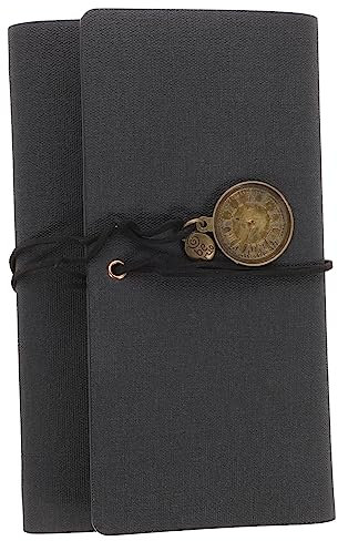 NUOBESTY Vintage Notebook Retro Diary Business Strap Travel Grey Horizontal Scrapbook Journal Notepad Stationery