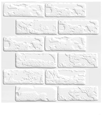 XIFUHUI Förpackning med 10 3D-väggpaneler, självhäftande, stentapet, 30 × 30 cm, vattentät PVC-tegeltapet, väggklistermärken för vardagsrum, sovrum, TV-bakgrund, väggdekoration (vit)