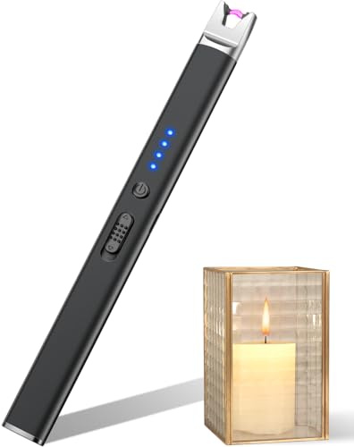 Candle Lighter, Electric BBQ Lighter Long Reach USB-C Rechargeable, Flameless Plasma Arc Lighter for Candles, BBQs, Gas Cookers, Fireplaces and Camping