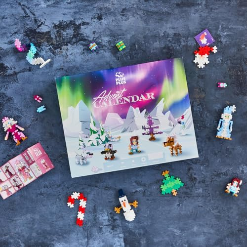 Plus-Plus Calendrier de l'Avent - Aurores boréales - 600 pièces - Blocs de construction, jouets éducatifs pour enfants, voyage, jouets de voyage, fabriqués au Danemark
