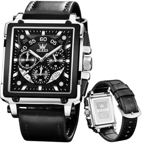 OLEVS Herrenuhren Lederarmband Chronograph Japanische Quarz Herren Uhr mit Datum Wasserdicht Klassische Elegantes Armbanduhr Herren Geschenk