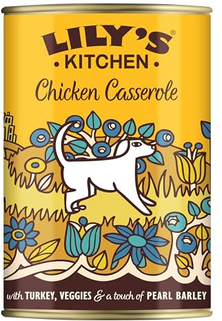 Lily's Kitchen Elaborado con Ingredientes Naturales Lata de alimento húmedo para Perros Adultos Cazuela de Pollo y Pavo 6 x 400g