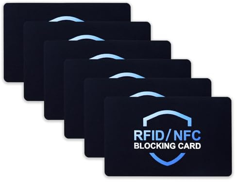 RFID Blocking Card 6 Pack, Card Blocker for Contactless Cards Bank Debit Credit Card Protector Anti-Theft Contactless NFC Blocker, Slim Contactless Protection for Identity Document Wallets Passport
