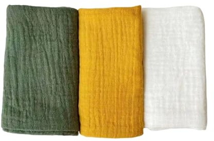 Lot de 3 gants de toilette doux et respirants pour bébé - Pour peau sensible - 25 x 25 cm - Multi-usage - Serviette de bain en coton pour nourrisson