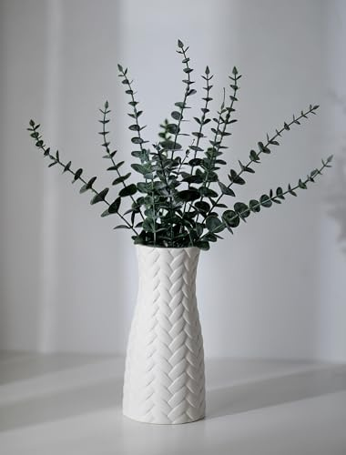 NUPTIO Ceramica Vaso Bianca per Fiori: 22cm Pampas Moderno Decorativi Vasi per Interno Casa Camera Soggiorno Cucina Salotto - Centrotavola per Pasqua Tavolo Decor