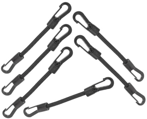 Operitacx Cuerda Elástica de Gancho Doble 6 Piezas para Acampada y Kayak, Cuerda de Goma Resistente Pom, Correas de Amarre Portátiles Multiusos para Exteriores, Tensor Flexible