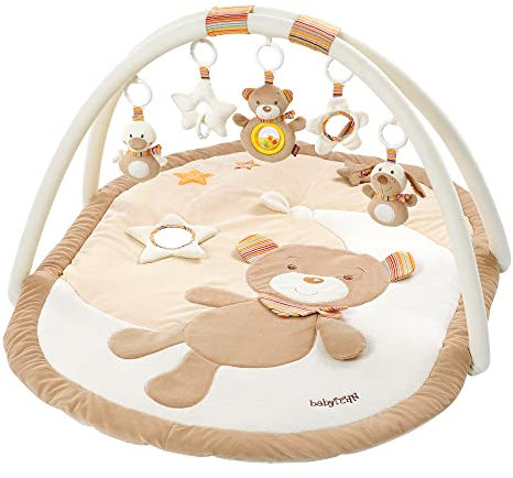 Fehn 3-D-Activity-Decke Spielbogen Rainbow – Baby Krabbeldecke mit 5 abnehmbaren Spielzeugen zum Greifen – Spieldecke für Babys und Kinder ab 0+ Monaten – Krabbelmatte als Geschenk zur Geburt