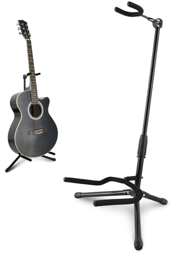 EASTROCK Guitar Stand - Guitar Stands Floor Adjustable Folding Guitar Stand for Acoustic Electric Bass Guitar Banjo Mandolin, Black Tripod with Foam Padding & Non-Slip Feet (1PACK)