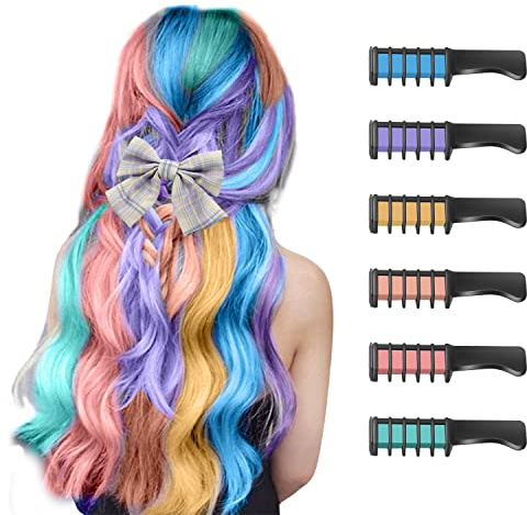 Hair Chalk for Kids Girls, MSDADA Temporary Bright Hair Color Dye for Kids Gifts for Girls Age 6 7 8-12+Colour Hairspray for Birthday Children's Day Halloween Christmas Party Cosplay(Multi-colored)
