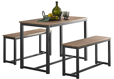 SoBuy Set 3 Pezzi Tavolo da Pranzo con 2 Panche Set Tavolo da Cucina Tavolo da Balcone OGT25-N
