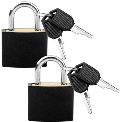 Suitcase Locks with Keys, 2 Pcs Small Padlocks Luggage Locks with Keys Travel Lock for Travel School Gym Luggage Bag (Black)