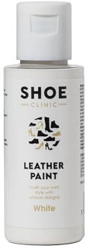 Shoe Clinic Leather Paint | Trainer, Sneaker, Shoes, Boots & Footwear Colour Painting | Quick Drying Vibrant Colours | Flexible & Permanent Shoe Paint | Scratch, Peel & Crack Resistant | (White) 50ml