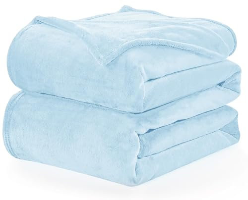WAVVE Fleece Blanket Sofa Throw Light Blue 4ft x 5ft - Fluffy Soft Warm Versatile Blanket for Sofa/Couch/Bed Throw/Single Size, 130x150 cm