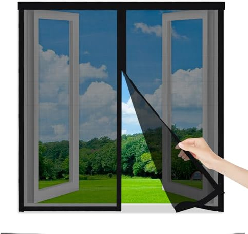 Mosquitera Ventana Magnética 140x140cm,Cortina Mosquitera Antiinsectos para Ventanas, Fácil Instalación sin Taladrar, Protección contra Mosquitos y Moscas,Negro