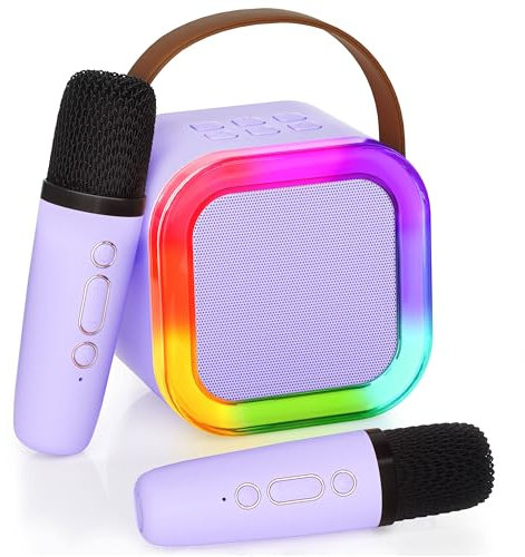 Karaoke Maschine Kinder, Geschenk für Mädchen 3-12 Jahre, Karaoke Kinder Spielzeug ab 3-12 Jahre Mädchen, Karaoke Maschine mit 2 Karaoke Mikrofon Kinder, Violett