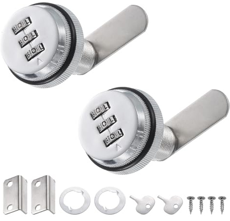 PATIKIL 1-0,1 cm kombinationslås, 2 st arkivskåplås med kombination lösenordskodade skåplås med cylinderkrom för 1,5-2,5 cm tjock trälåda brevlåda, arkivskåp, silver