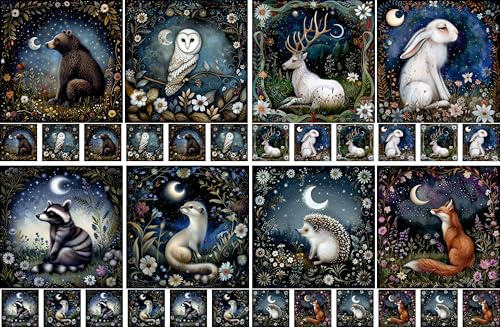 Moonlight rispapper, 29 x 29 cm (2 ark) – decoupage-papper 8 x design för collage, blandade medier, korttillverkning och hantverk, decoupage av CRAFT KREATIVELY